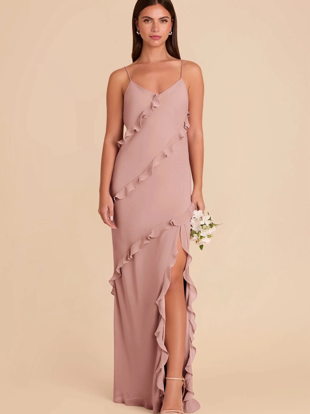 Birdy Grey Blush Ruffle Slip Maxi Dress